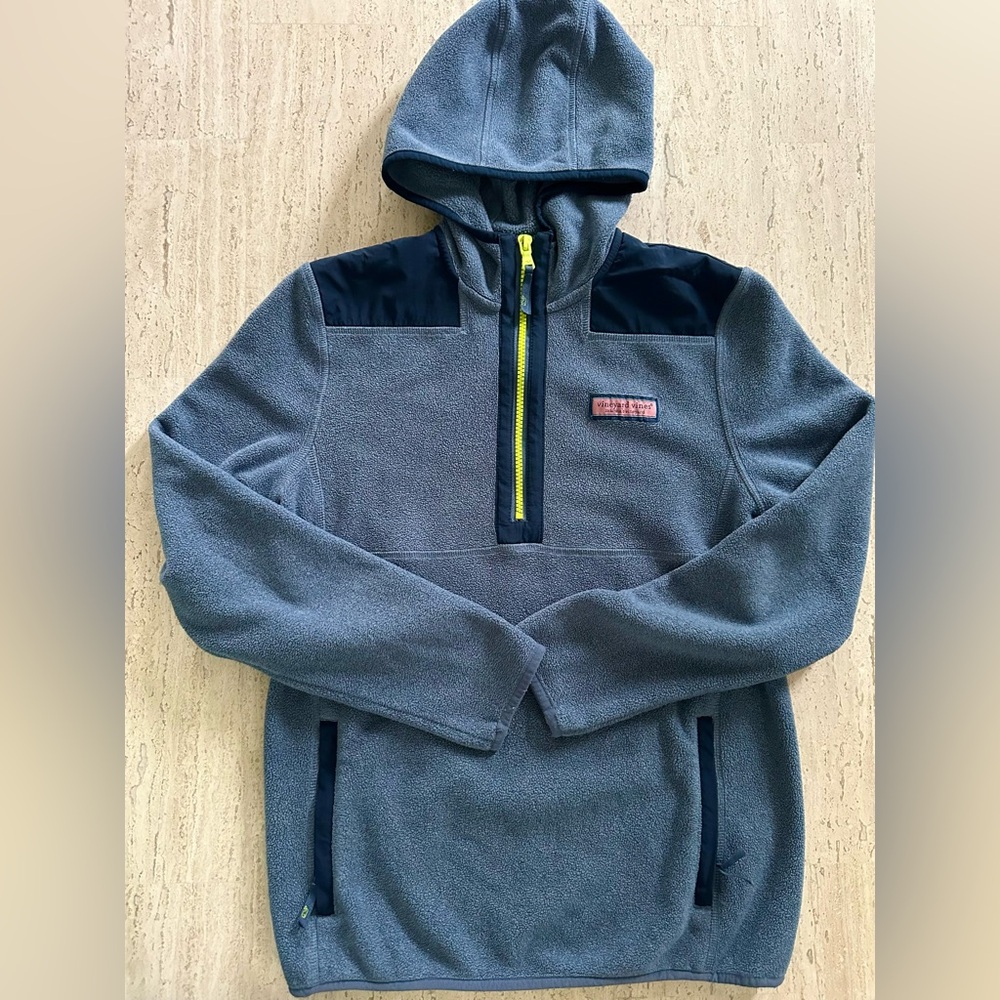 Vineyard Vines Boys' Harbor Fleece Half-Zip Hooded Shep Shirt, Size Large